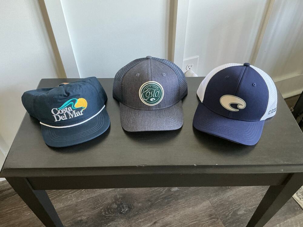 Lot of 3 NWT Costa Del Mar Trucker Hats Rope Cap, Circle Heron, C-Logo Snapbacks